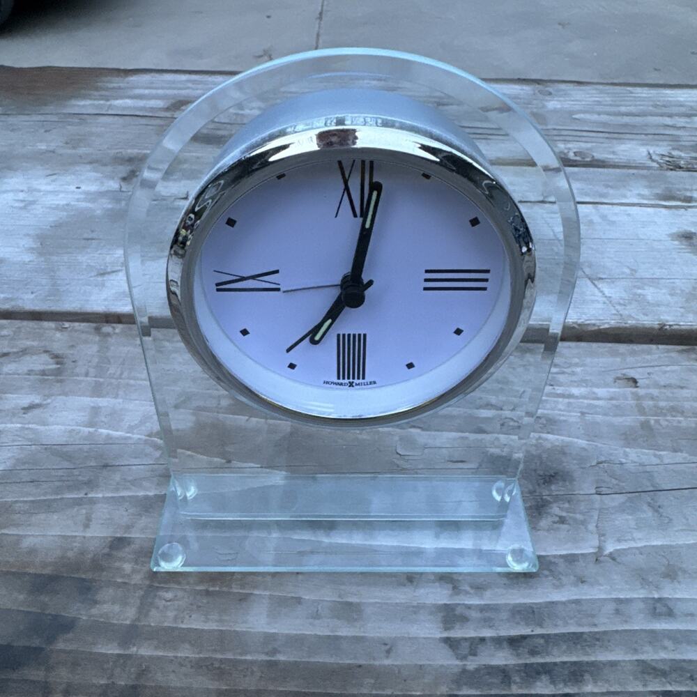 Howard Miller Regent Table Clock 645579 Quartz Alarm Beveled Glass Arch Works!